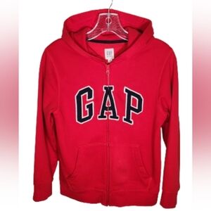 Boys Red GAP Fleece-lined Logo Zipdown Hoodie Sweatshirt - Size L (10)